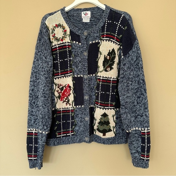Vintage Nutcracker Women L Cardigan Sweater Cardinal Bird Christmas Cottagecore - Picture 1 of 9